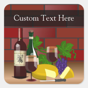 Carré Sticker sur mesure, Tableau de fromages de vin