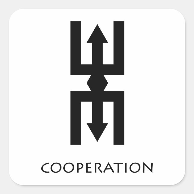 Carré Sticker Symbole Adinkra de Coopération (Nteasee) (Devant)