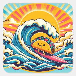 Carré Sticker Taco Géant Surfing