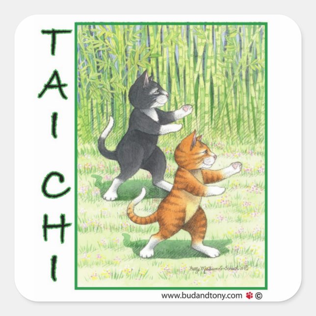 Carré Sticker Tai Chi Cats Bud & Tony (Devant)