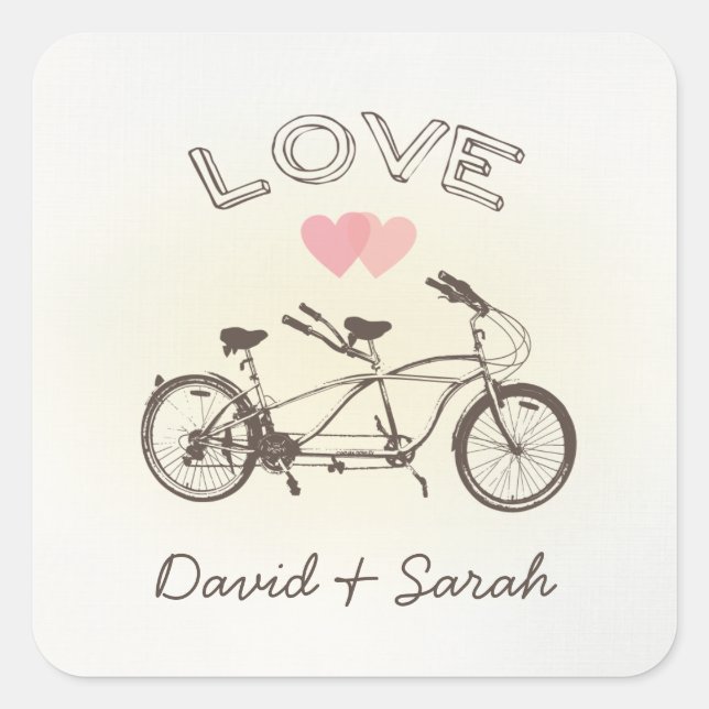Carré Sticker Tandem Bicycle Love (Devant)
