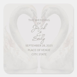 Carré Sticker texte personnalisé Mariage cygne