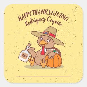 Carré Sticker Thanksgiving Turkey Coquito