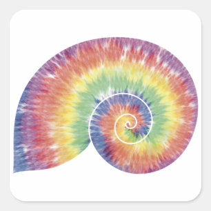Carré Sticker Tie Dye Nautilus Shell