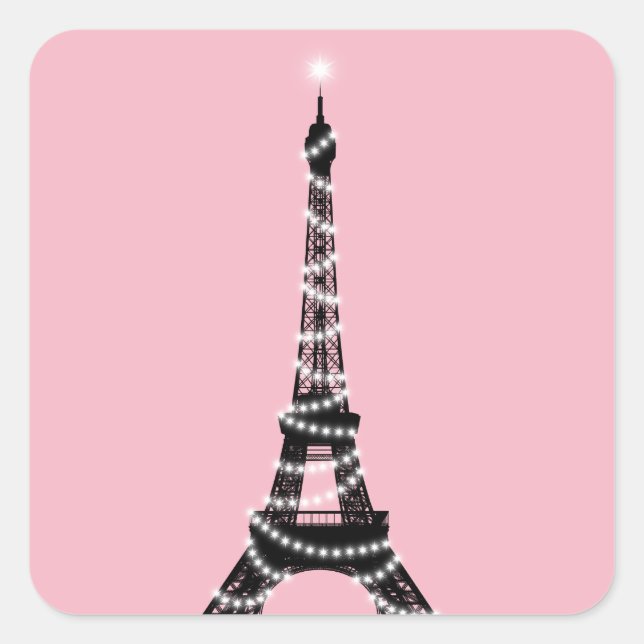 Carré Sticker Tour Eiffel clair Twinkle - rose (Devant)