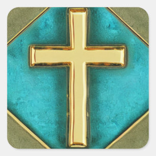 Carré Sticker turquoise et Gold Cross