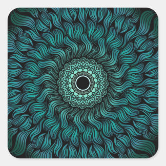 Carré Sticker turquoise Zentangle/Mandala