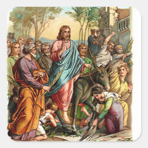 Carré Sticker vintage-Jésus entre à Jérusalem