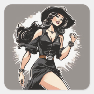 Carré Sticker vintage Western LBD