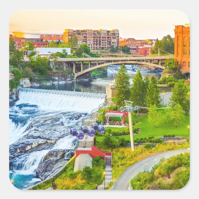 Carré Sticker Washington de Spokane Falls (Devant)