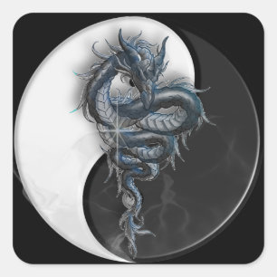 Carré Sticker Yin Yang Dragon
