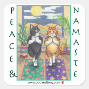 Carré Sticker Yoga Cats Bud & Tony