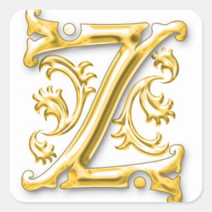 Carré Sticker Z rond initial en or