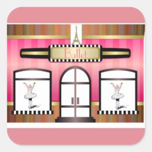Carré Studio de danse de ballet français Sticker rose