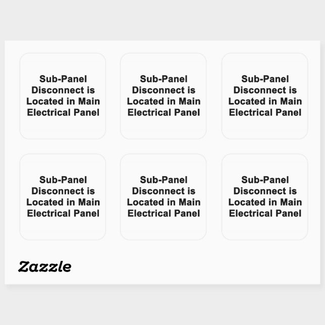 Carré Sub-Panel Disconnect Located in Main Panel sticker (Feuille)