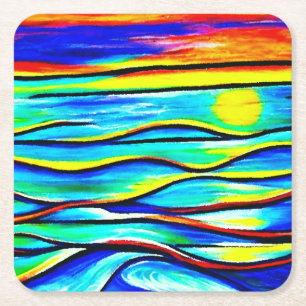 Carré Sundown at Sea Art Paper Dessous de verre