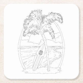 Carré Surf Beach Dessous de verre en papier pour adultes