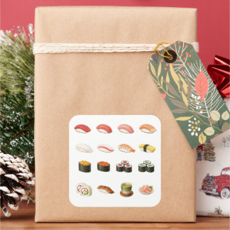 Carré Sushi Guide Sticker – Japanese Food Chart Decal