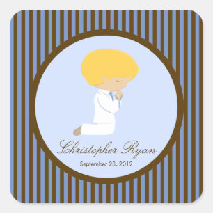 Carré Sweet Boy First Holy Communion Sticker Brown