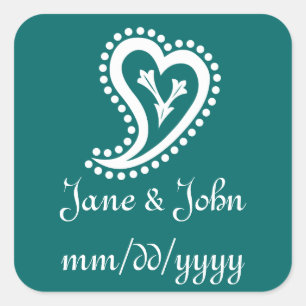 Carré Sweet Paisley Hearts dans Sticker Turquoise