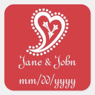 Carré Sweet Paisley Hearts in Cherry Sticker