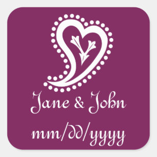Carré Sweet Paisley Hearts in Wine Sticker
