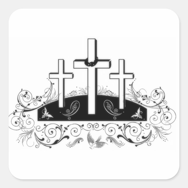 Carré Three crosses square sticker (Devant)
