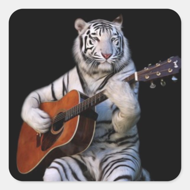 Carré Tiger in the Dark – Minimal Sticker (Devant)