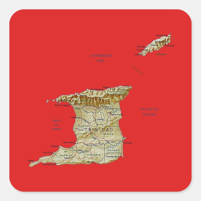 Carré Trinidad and Tobago Map Sticker (Devant)