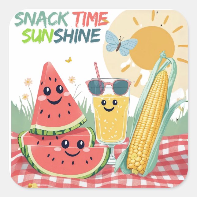 Carré Tropical Treats – Summer Snack Sticker Set (Devant)