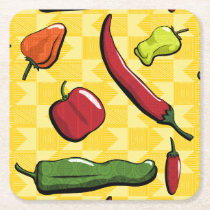 Carré Un Dessous de verre de papier pour poivrons chili