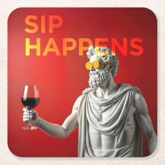 Carré Un dessous de verre “Sip Happens” audacieux et mod