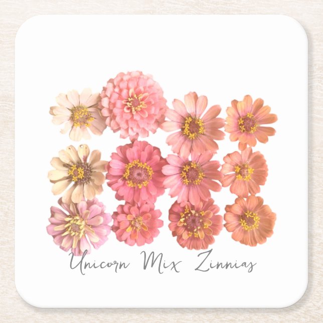 Carré Unicorn Zinnia Collage Dessous de verre papier (Devant)