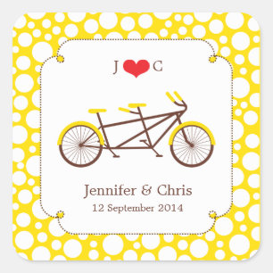 Carré Vélo tandem (points jaunes) Favoriser Sticker
