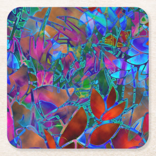 Carré Verre souillé floral de dessous de verre