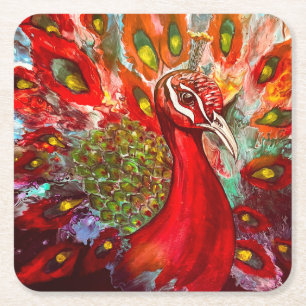 Carré Vivids Dessous de verre Red Peacock