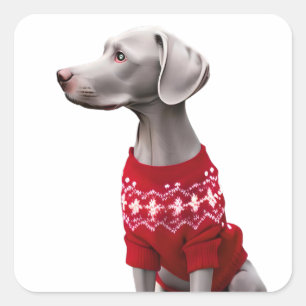 Carré Weimaraner dans Sticker Sweater de Noël
