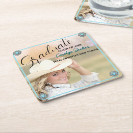 Carré Western Cowgirl Graduation Dessous de verre de pap