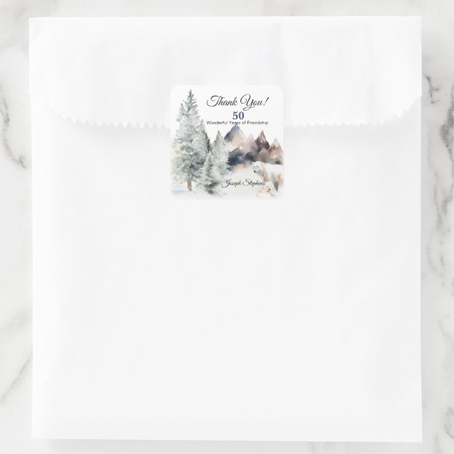 Carré Winter Forest Watercolor Sticker (Sac)