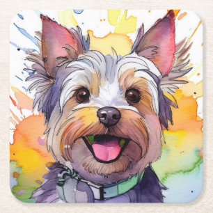 Carré Yorkshire Terrier Dessous de verre papier chien