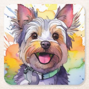 Carré Yorkshire Terrier Dessous de verre papier chien