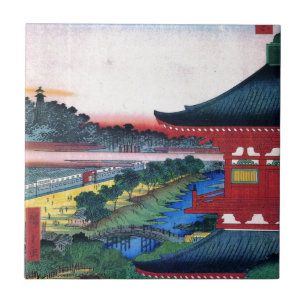 Carreau 増上寺, temple rouge de 広重, Hiroshige, Ukiyo-e