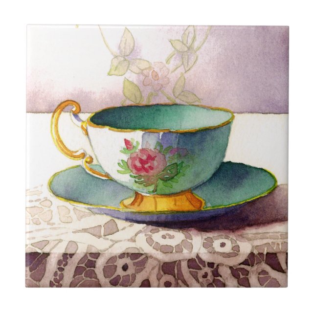 Carreau 0001 Teacup on Lace Tile (Devant)