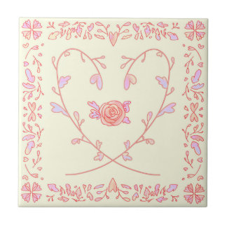 Carreau 002 rose coeur motif
