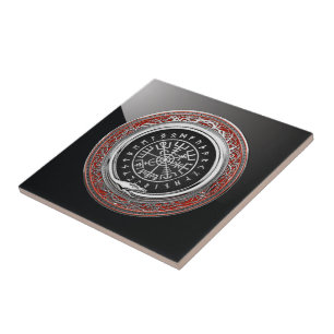 Carreau [100] Vegvisir - Viking Silver Magic Runic Compass