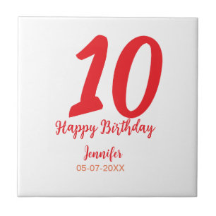 Carreau 10e anniversaire ajouter nom date année rouge modè