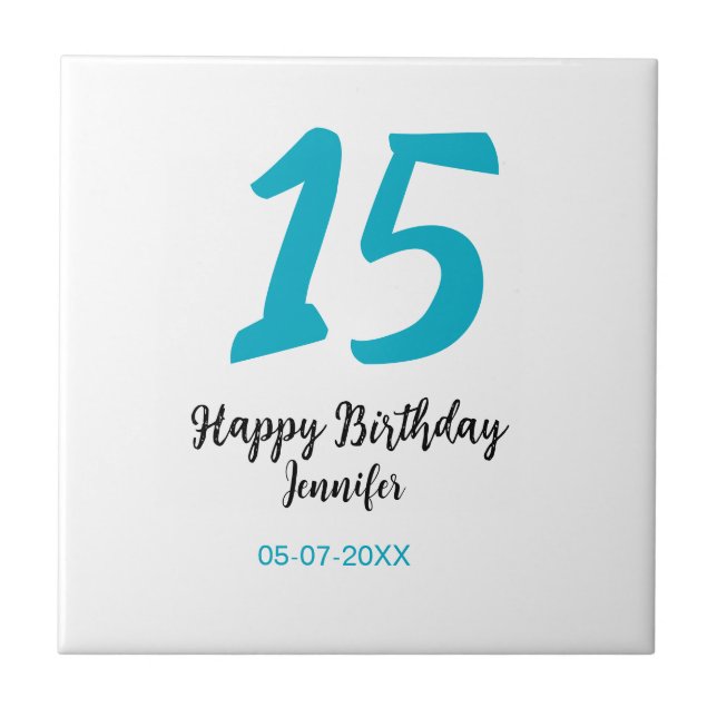 Carreau 15e anniversaire quiencenera ajouter date année te (Devant)