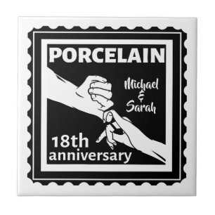 Carreau 18e anniversaire mariage porcelaine traditionnelle