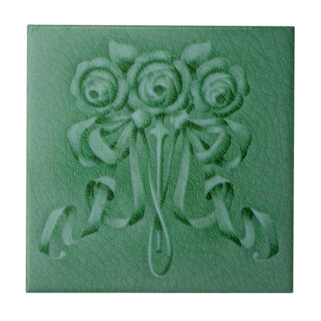 Carreau 1900 Boote Rose Green Faux Relief Reproduction (Devant)