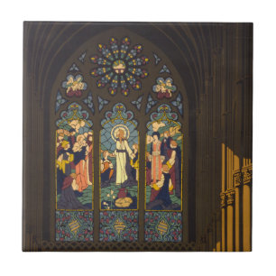 Carreau 1923 Affiche D'Une Église Avec Fenêtre En Verre Ti